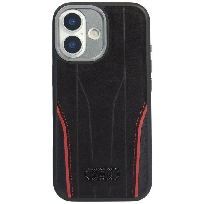 Audi R8 Genuine Leather MagSafe Case for iPhone 17 - Black and Red