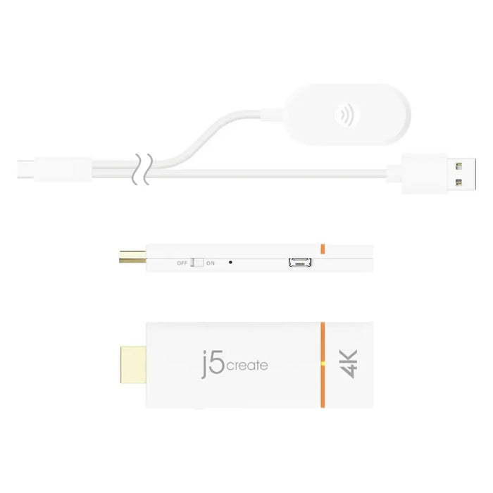 Audio/video wireless transmitter and receiver j5create JVAW76 Screencast 4K Wireless Display Adapter white
