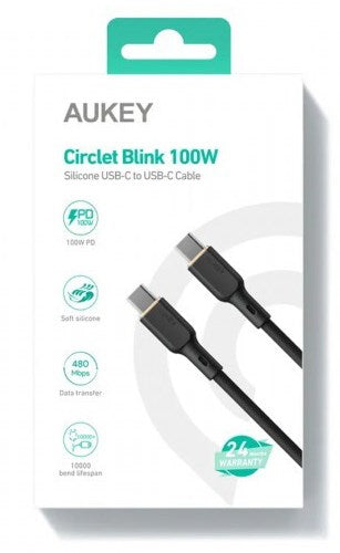 AUKEY CB-SCC101 USB-C Type-C Power Delivery PD 100W 5A 1m Silikon Black