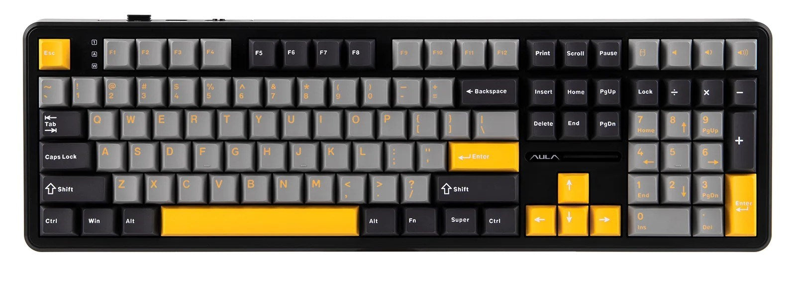 F108 Gray+Orange+Deep Gray Gasket Keyboard with Volcano RGB Switches – AULA