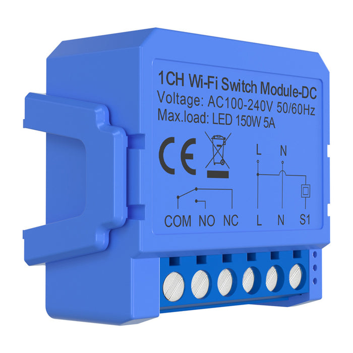 Intelligent 1-channel WiFi switch module with voltage-free DC contact Avatto WSM16-DC-1