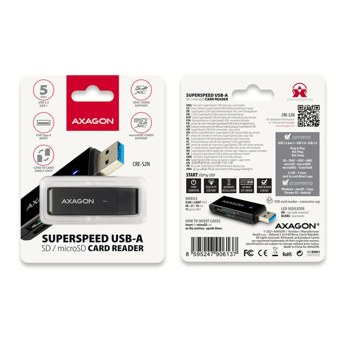 AXAGON USB-A CRE-S2N CARD READER