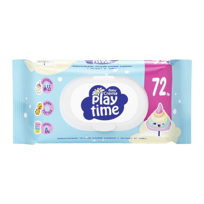 PLAY TIME WIPES 72 PIECES BLUE/FEMALE BABY CREMA