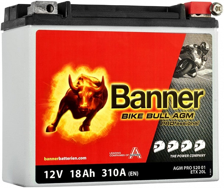 BANNER BIKE BULL AGM PROFESSIONAL ETX20L 18AH 310A R+