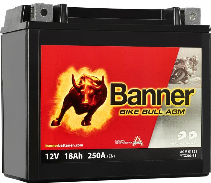 BANNER BIKE BULL AGM YTX20L-BS 18AH 250A R+