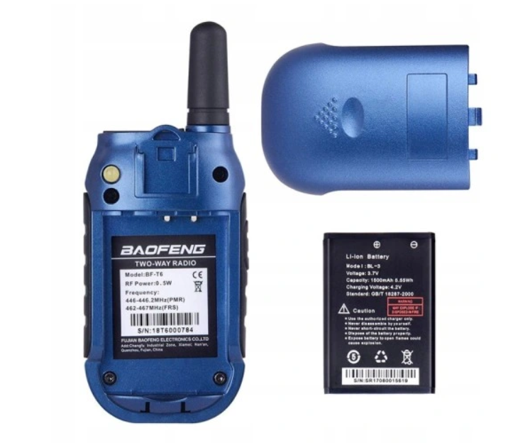 Walkie-Talkie Baofeng BF-T6 Panda Blue, 2 pcs