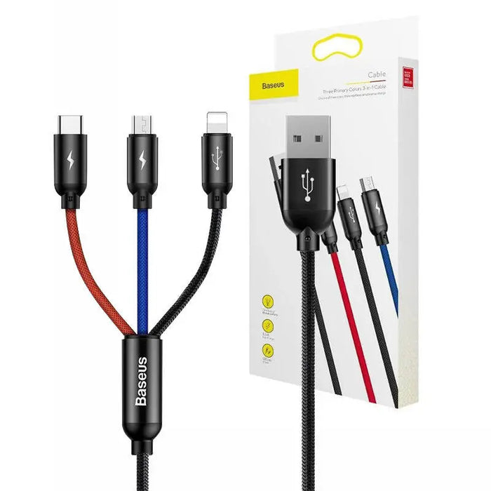 Baseus 3in1 Cable USB-C / Lightning / Micro 3,5A 0,3m (Black) - Combo Cables<<<USB cables<<<GSM