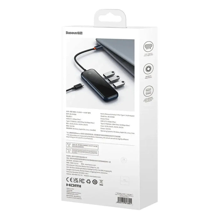Baseus AcmeJoy HUB 4-port (USB-C to 1x USB-C PD&Data/3x USB3.0) dark gray (WKJZ010013) - USB hubs<<<HurtelXML