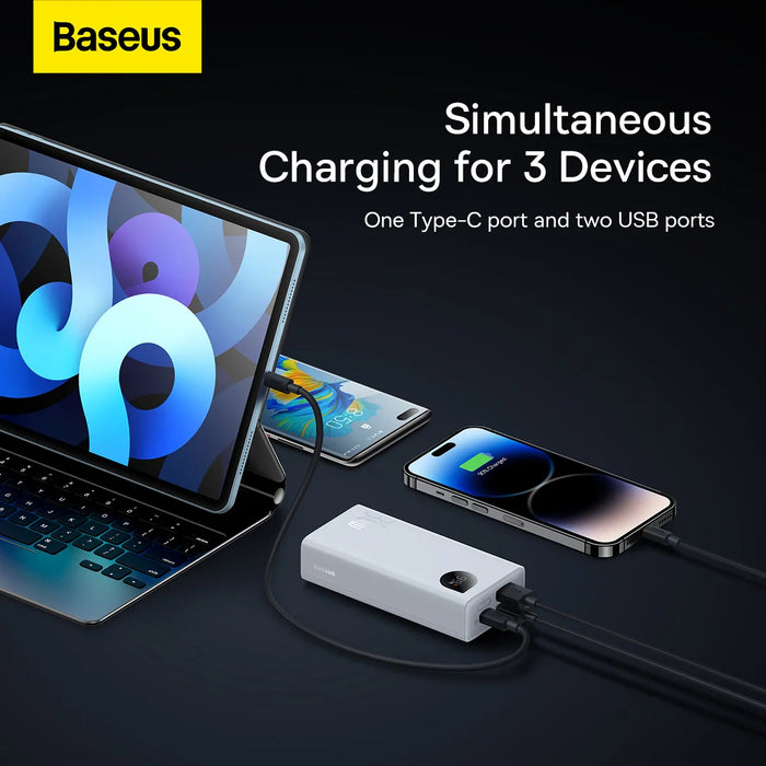 Baseus Adaman2 power bank with digital display 2x USB-A / 1x USB-C 10000mAh 30W - white