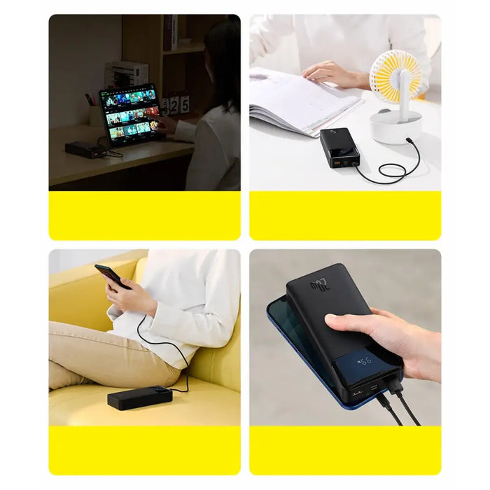 Baseus Bipow Fast Charging Power Bank 10000mAh 20W Black (Overseas Edition) + USB-A - Micro USB 0.25m Black Cable