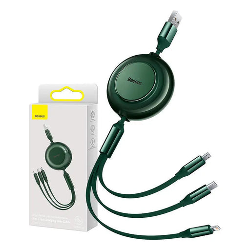 Baseus Bright Mirror 2 USB 3-in-1 cable for micro USB / USB-C / Lightning 3.5A 1.1m (Green) - Combo Cables<<<USB
