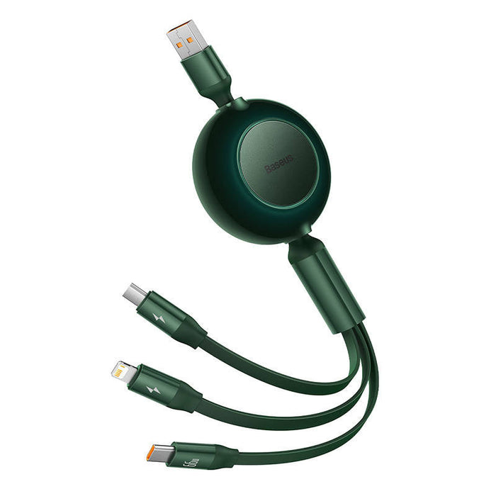 Baseus Bright Mirror 3 USB 3-in-1 cable for micro USB / USB-C / Lightning 66W / 2A 1.1m (Green) - Combo Cables<<<USB