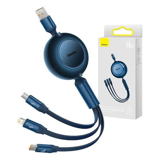 Baseus Bright Mirror 3 USB 3-in-1 cable for micro USB / USB-C / Lightning 66W / 2A 1.1m (Blue) - Combo Cables<<<USB