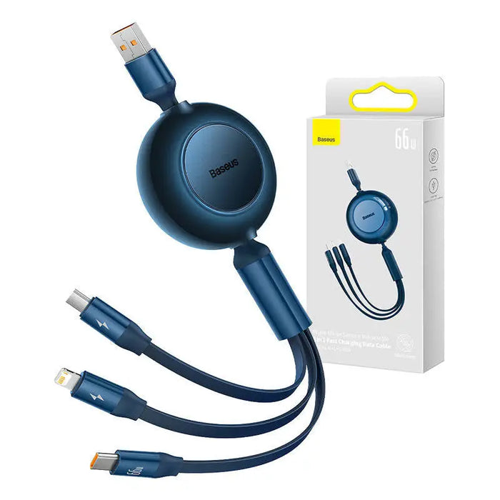 Baseus Bright Mirror 3 USB 3-in-1 cable for micro USB / USB-C / Lightning 66W / 2A 1.1m (Blue) - Combo Cables<<<USB