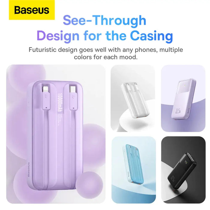Baseus Comet Series powerbank with display 10000mAh 22.5W - purple + USB-A / USB-C cable - Powerbanks<<<HurtelXML