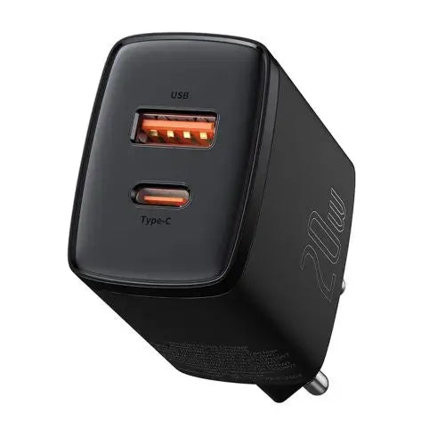 Baseus Compact Quick Charger USB USB-C 20W (black) - Car charger<<<Основна<<<DunaXML&&&Car
