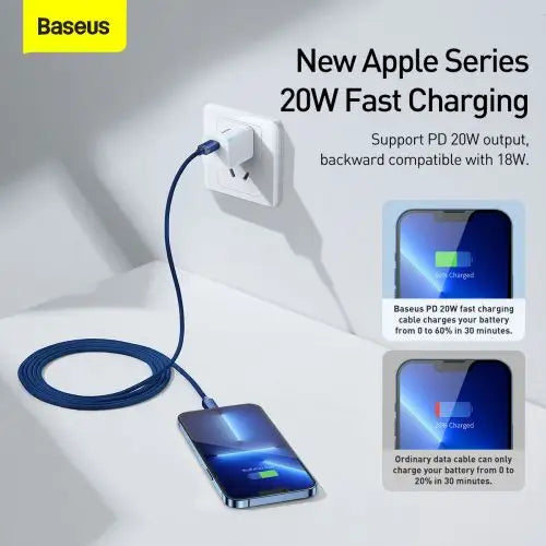 Baseus Crystal Shine cable USB-C to Lightning 20W PD 2m (blue) - Lightning