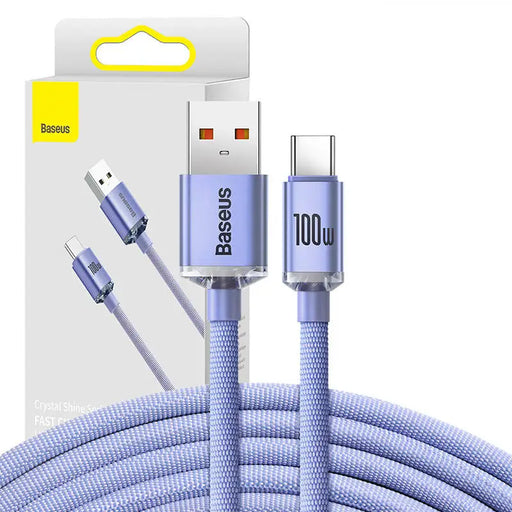 Baseus Crystal Shine cable USB to USB-C 100W 2m (purple) - USB to USB-C<<<USB cables<<<GSM