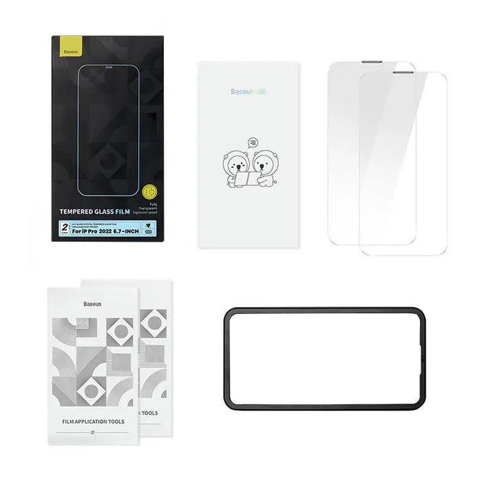 Baseus Crystal Tempered Glass Dust-proof 0.3mm for iPhone 14 Pro Max (2pcs) - For smartphones<<<Tempered glass