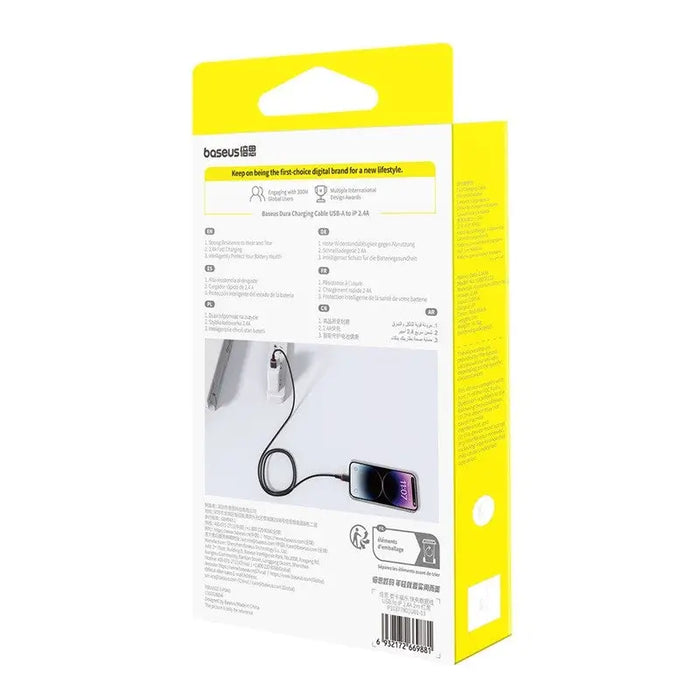 Baseus Dura Type A to IP 2.4A 2 m fast charging cable Black Red - USB cablesAKG-KAB<<<GSM accessoriesAKG<<<ActionPL