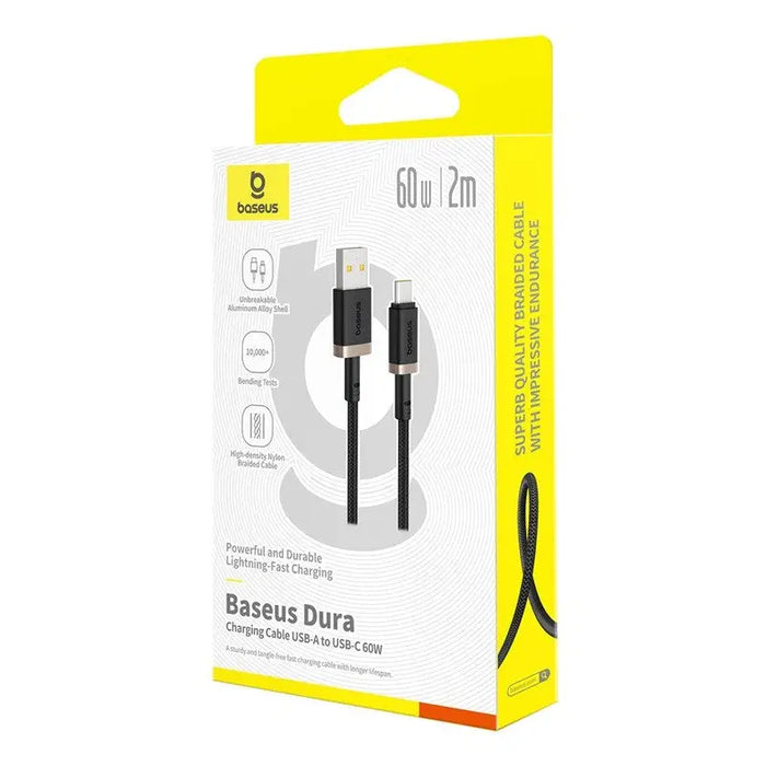 Baseus Dura USB Type A to Type C 60 W fast charging cable 2 m Black Gold - USB cablesAKG-KAB<<<GSM