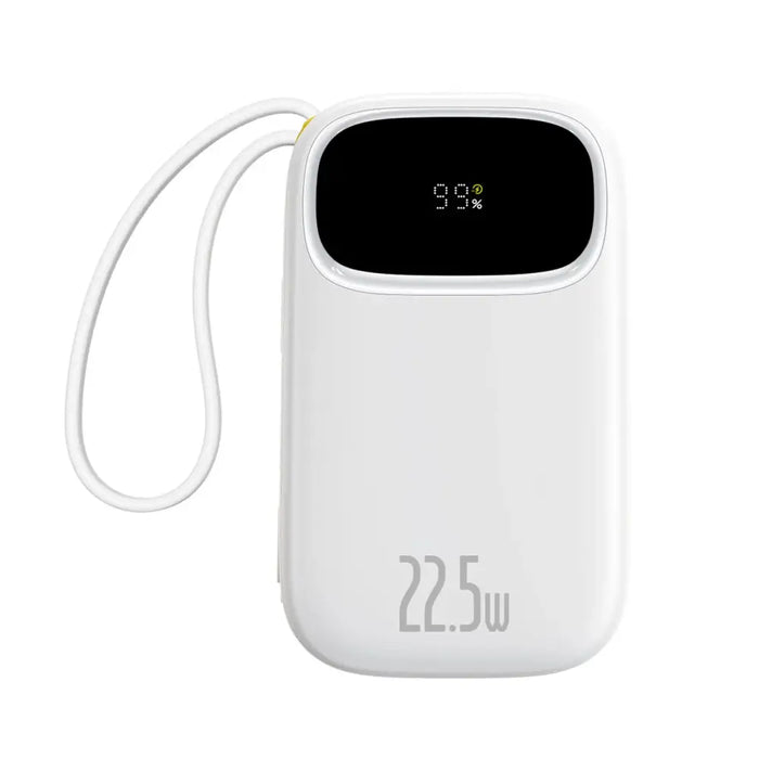 Baseus EnerFill FC31 20000mAh 22.5W Powerbank with Digital Display and 2 Built-in Cables (USB-C + Lightning) - White