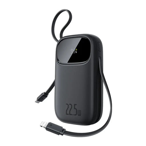 Baseus EnerFill FC31 20000mAh 22.5W Powerbank with Digital Display and 2 Built-in Cables (USB-C + Lightning) - Black