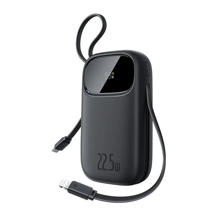 Baseus EnerFill FC31 20000mAh 22.5W Powerbank with Digital Display and 2 Built-in Cables (USB-C + Lightning) - Black
