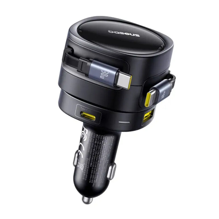 Baseus Enjoyment Max car charger with USB-C + USB-C cables and USB-A + USB-C ports 90W Black - Car