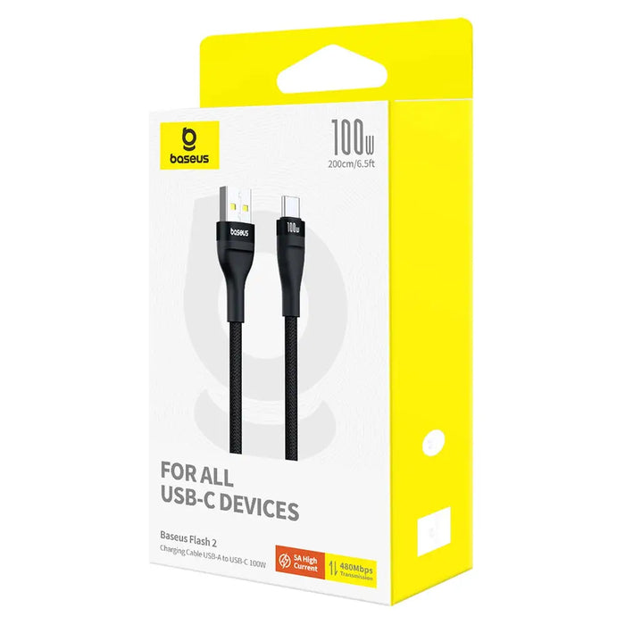 Baseus Flash 2 USB-A / USB-C cable 100W 1 m - black - Cell phone cables<<<HurtelXML&&&USB cablesAKG-KAB<<<GSM