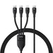 Baseus Flash Series 3 3in1 cable 100W USB-C - USB-C + USB-C+ Lightning 1.5m + 3 x 0.25 m - black - Cell phone