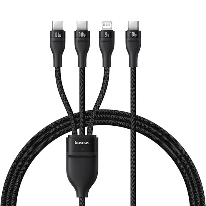 Baseus Flash Series 3 3in1 cable 100W USB-C - USB-C + USB-C+ Lightning 1.5m + 3 x 0.25 m - black - Cell phone
