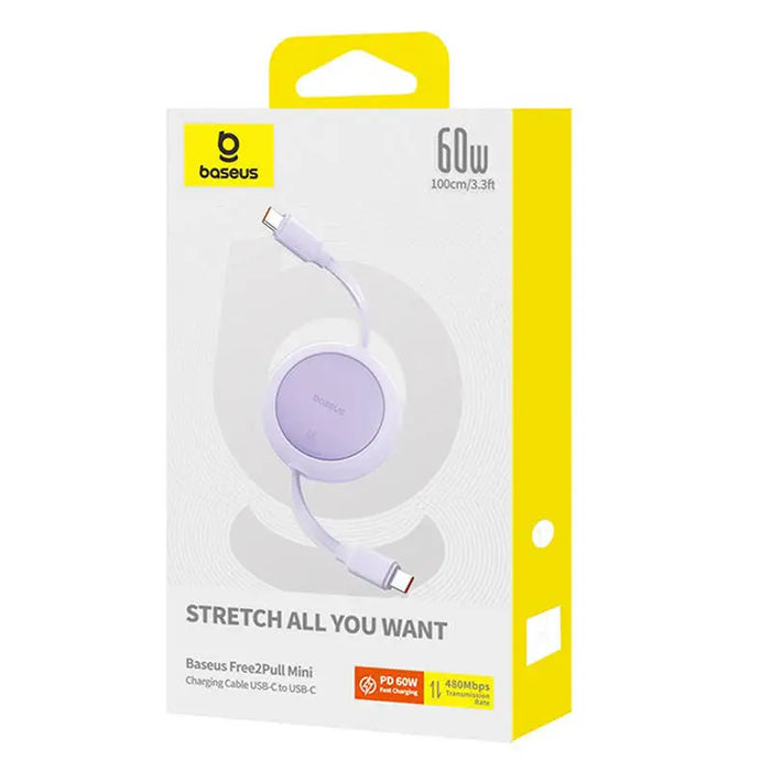 Baseus Free2Pull Mini USB-C to USB-C 60W USB cable 1m (purple) - USB-C to USB-C<<<USB cables<<<GSM