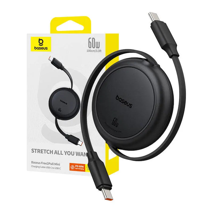 Baseus Free2Pull Mini USB-C to USB-C USB cable 60W 1 (black) - USB-C to USB-C<<<USB cables<<<GSM Accessories<<<InnproXML