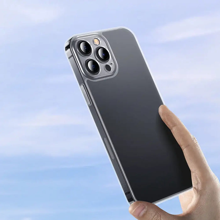 Baseus Frosted Glass Case Cover for iPhone 13 Pro Hard Cover with Gel Frame Transparent (ARWS000702) - Cell phone cases