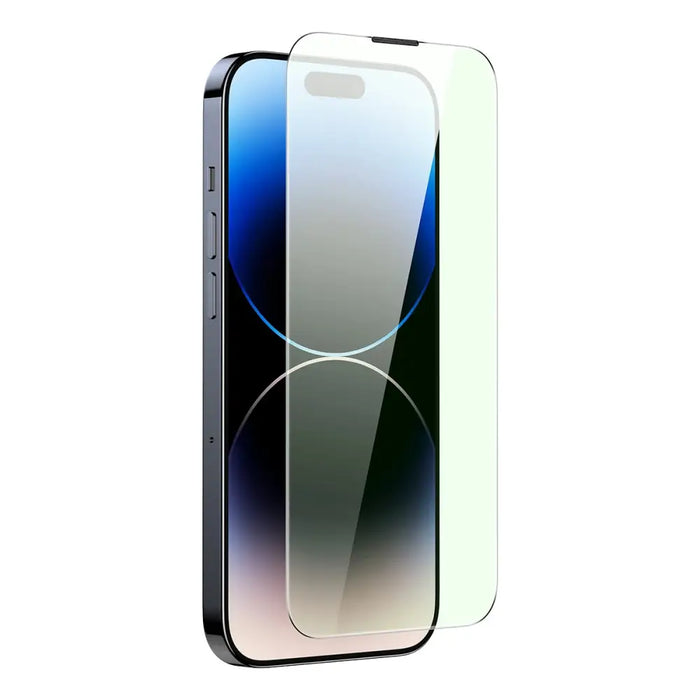 Baseus Full Screen Tempered Glass for iPhone 14 Pro Max with Anti Blue Light Filter and 0.3mm Speaker Cover + Mounting