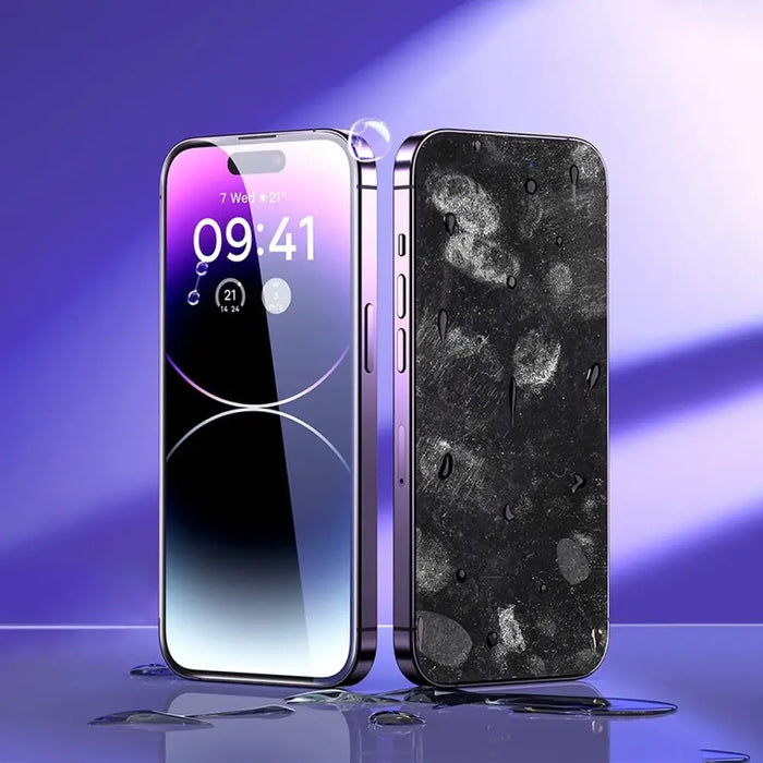 Baseus Full Screen Tempered Glass for iPhone 14 Pro Max with Speaker Cover 0.3mm + Mounting Frame - Cell phone tempered