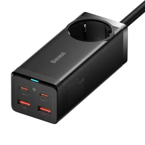 Baseus GaN3 Pro wall charger / powerstrip 2xUSB + 2xUSB-C + AC 100W (black) - mains chargers<<<Chargers<<<GSM