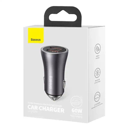 Baseus Golden Contactor Max car charger 2x USB 60W (gray) - Car chargers<<<Chargers<<<GSM Accessories<<<InnproXML&&&Car
