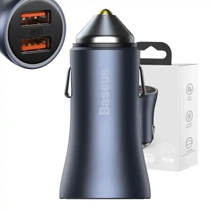 Baseus Golden Contactor Pro car charger 2x USB 40W (gray) - Car chargers<<<Chargers<<<GSM