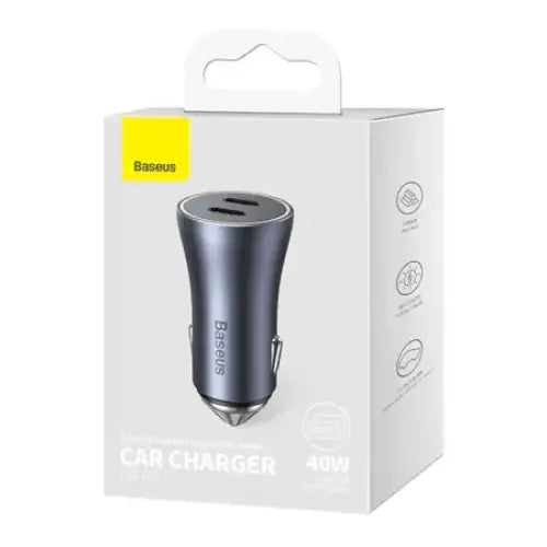 Baseus Golden Contactor Pro car charger 2x USB-C 40W (Dark Gray) - Car chargers<<<Chargers<<<GSM