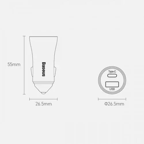 Baseus Golden Contactor Pro car charger USB + USB-C QC4.0+ PD SCP 40W (blue) - Car charger<<<Основна<<<DunaXML&&&Car