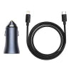 Baseus Golden Contactor Pro Car Charger USB + USB-C QC4.0+ PD SCP 40W (gray) + Cable USB-C do iP 1m (black) - Car