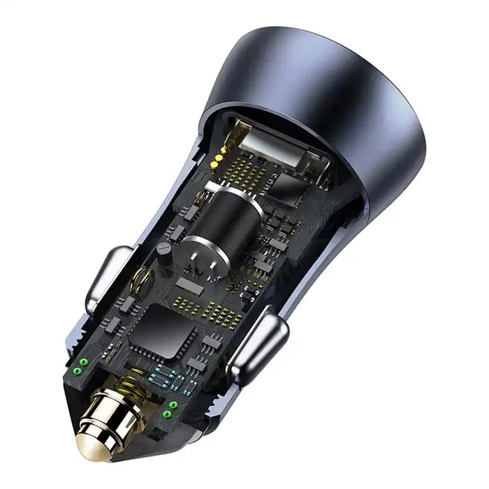 Baseus Golden Contactor Pro Car Charger USB + USB-C QC4.0+ PD SCP 40W (gray) + CabelUSB do USB-C 1m (black) - Car