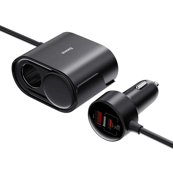 Baseus High Efficiency Pro 2x cigarette lighter socket adapter with USB-A USB-C 30W charger - black - Cell phone USB