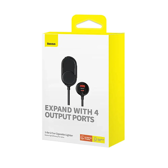 Baseus High Efficiency Pro 2x cigarette lighter socket adapter with USB-A USB-C 30W charger - black - Cell phone USB