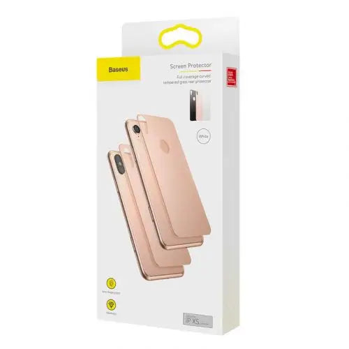 Baseus iPhone Xs 0.3 mm Full coverage curved T-Glass rear Protector White(SGAPIPH58-BM02) - iPhone X/Xs