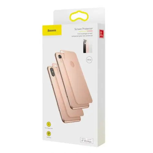 Baseus iPhone Xs Max 0.3 mm Full coverage curved T-Glass rear Protector Black (SGAPIPH65-BM01) - iPhone Xs Max