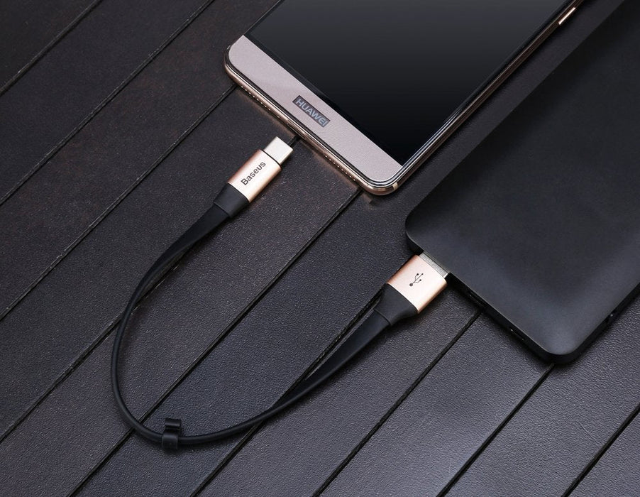 Baseus Nimble flat cable USB / USB-C cable with holder 2A 0.23M black (CATMBJ-01) - Cell phone