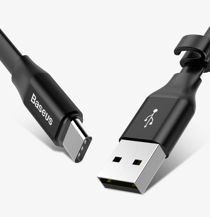 Baseus Nimble flat cable USB / USB-C cable with holder 2A 0.23M black (CATMBJ-01) - Cell phone